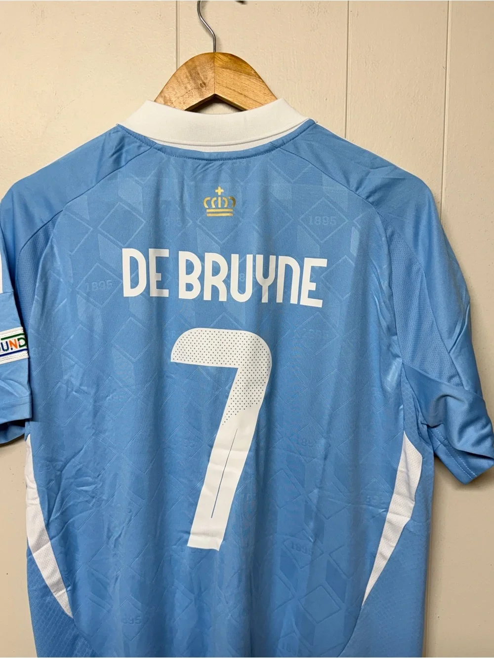 Adidas Belgium 2024 Away Jersey De Bruyne 7 Sky Blue Soccer Shirt Men L NWT